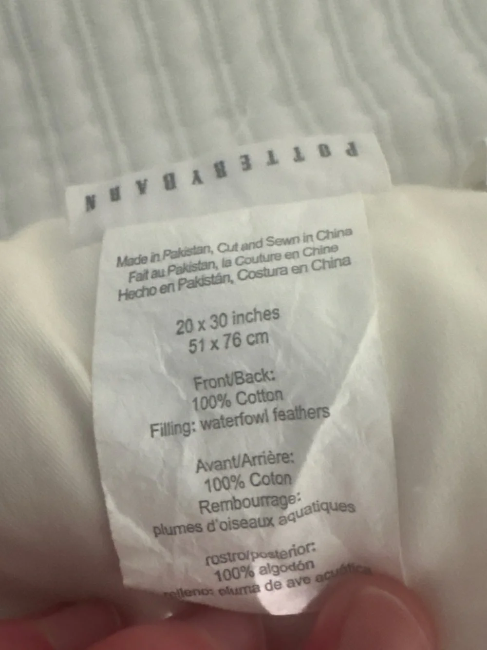 Pottery Barn Classic White Feather Pillow – Soft Cotton Cover (White)